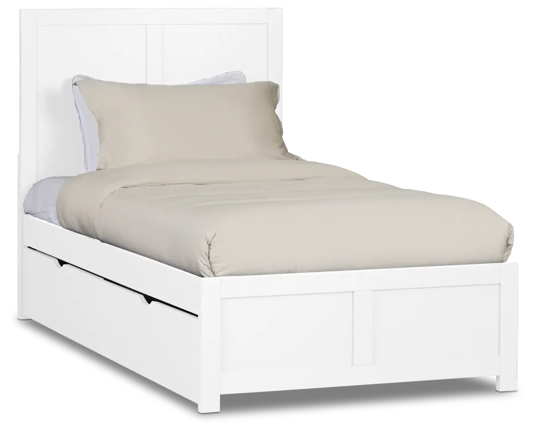 Charleston White Panel Bed With 2 Storage Drawers Charleston White Panel Bed With 2 Storage Drawers