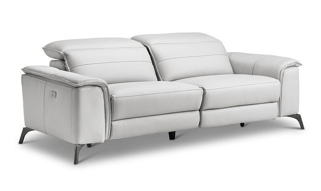 Pearson White Leather Power Reclining Sofa