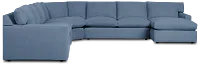 Hudson Blue Fabric Large Right Chaise Wedge Sectional