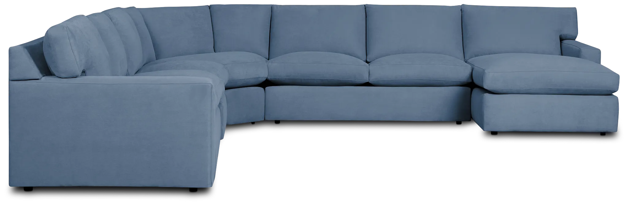 Hudson Blue Fabric Large Right Chaise Wedge Sectional