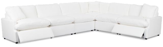 Skye White Fabric Medium Dual Power 2-arm Reclining Sectional