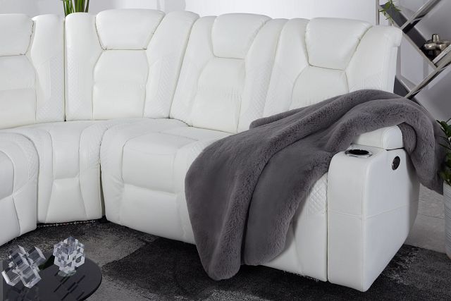 Troy White Micro Left Console Love Reclining Sectional
