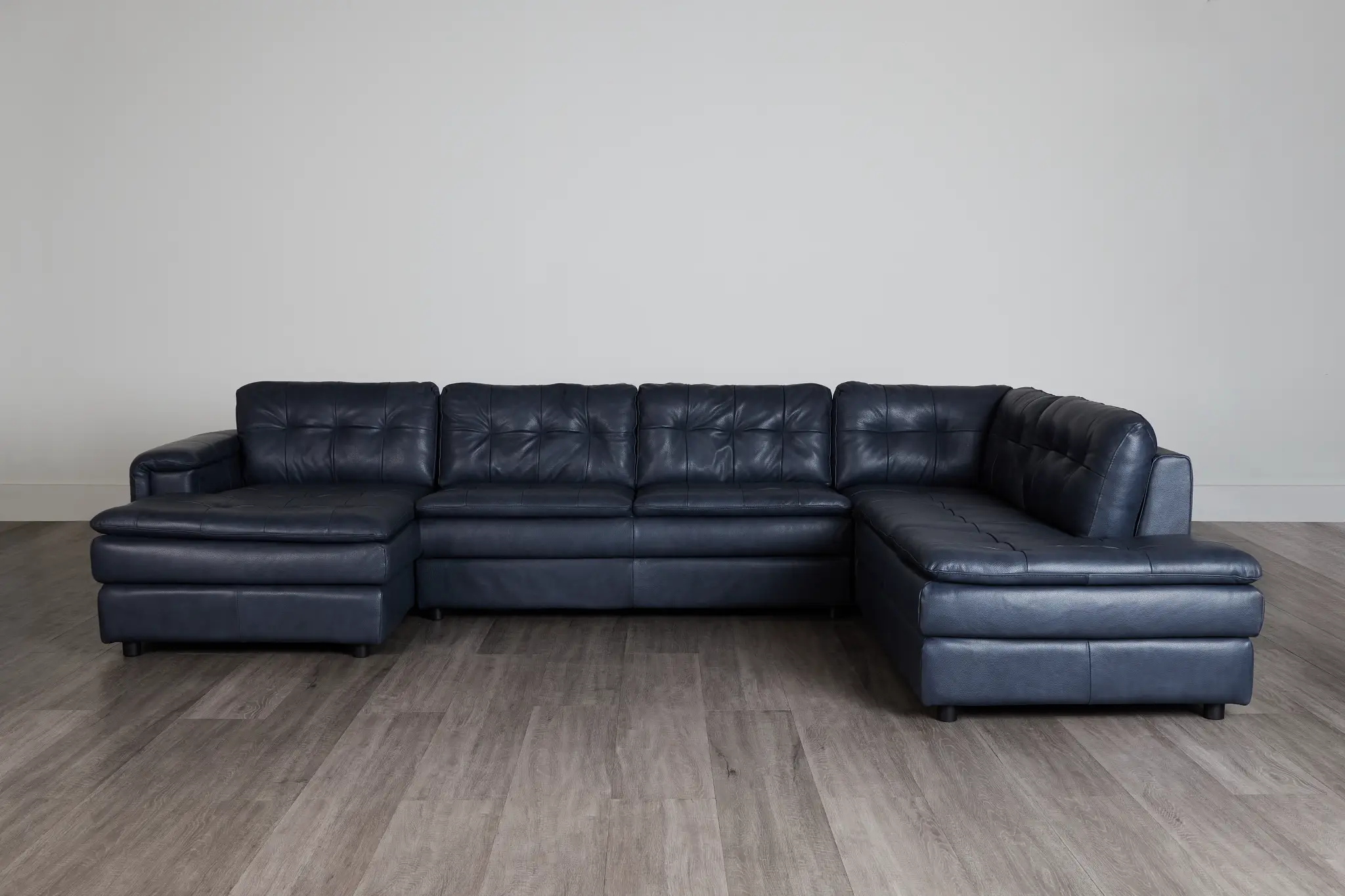 Rowan Navy Leather U-shaped Sectional W/ Right Bumper Rowan Navy Leather U-shaped Sectional W/ Right Bumper