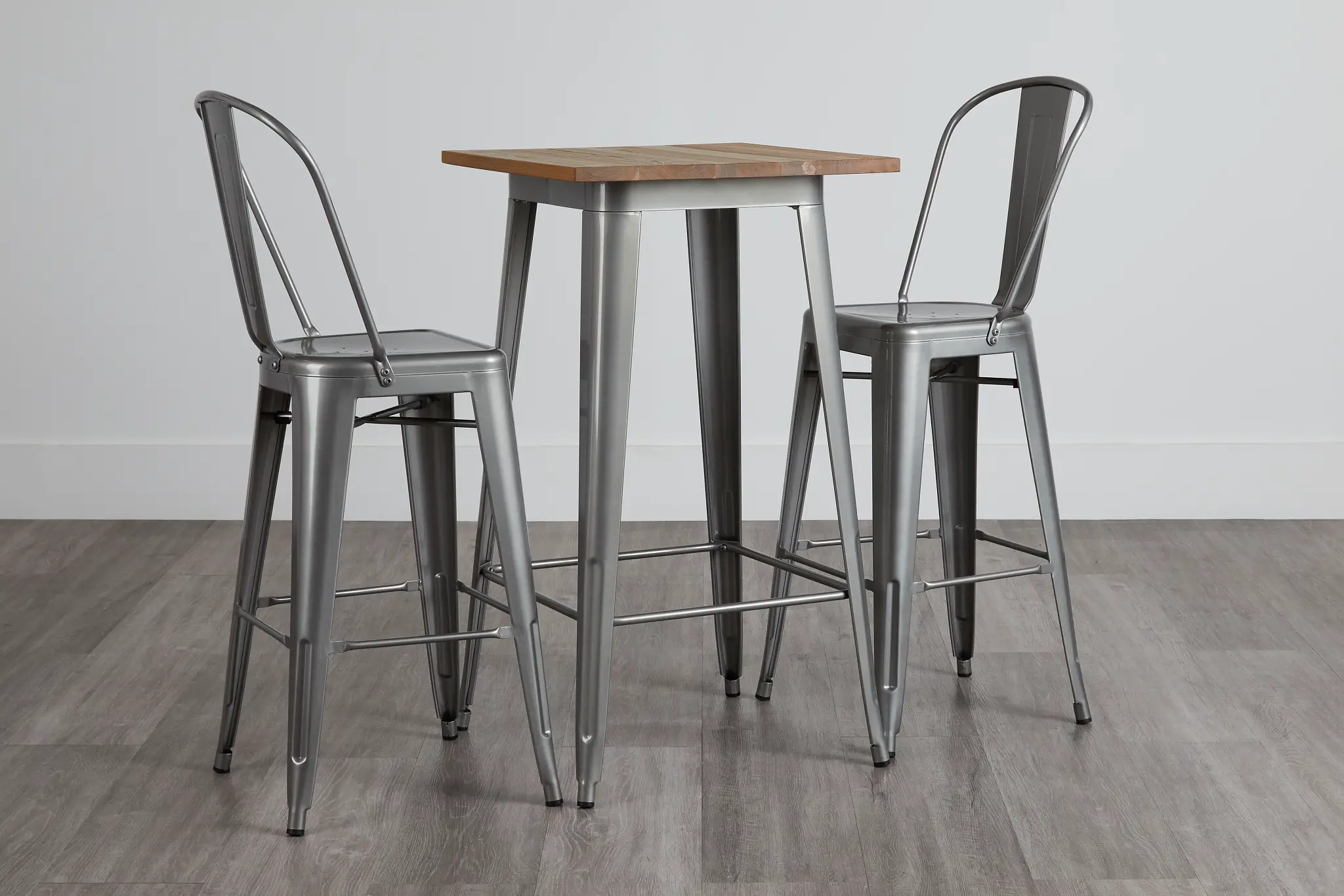 Huntley Light Tone Pub Table & 2 Metal Barstools Huntley Light Tone Pub Table & 2 Metal Barstools