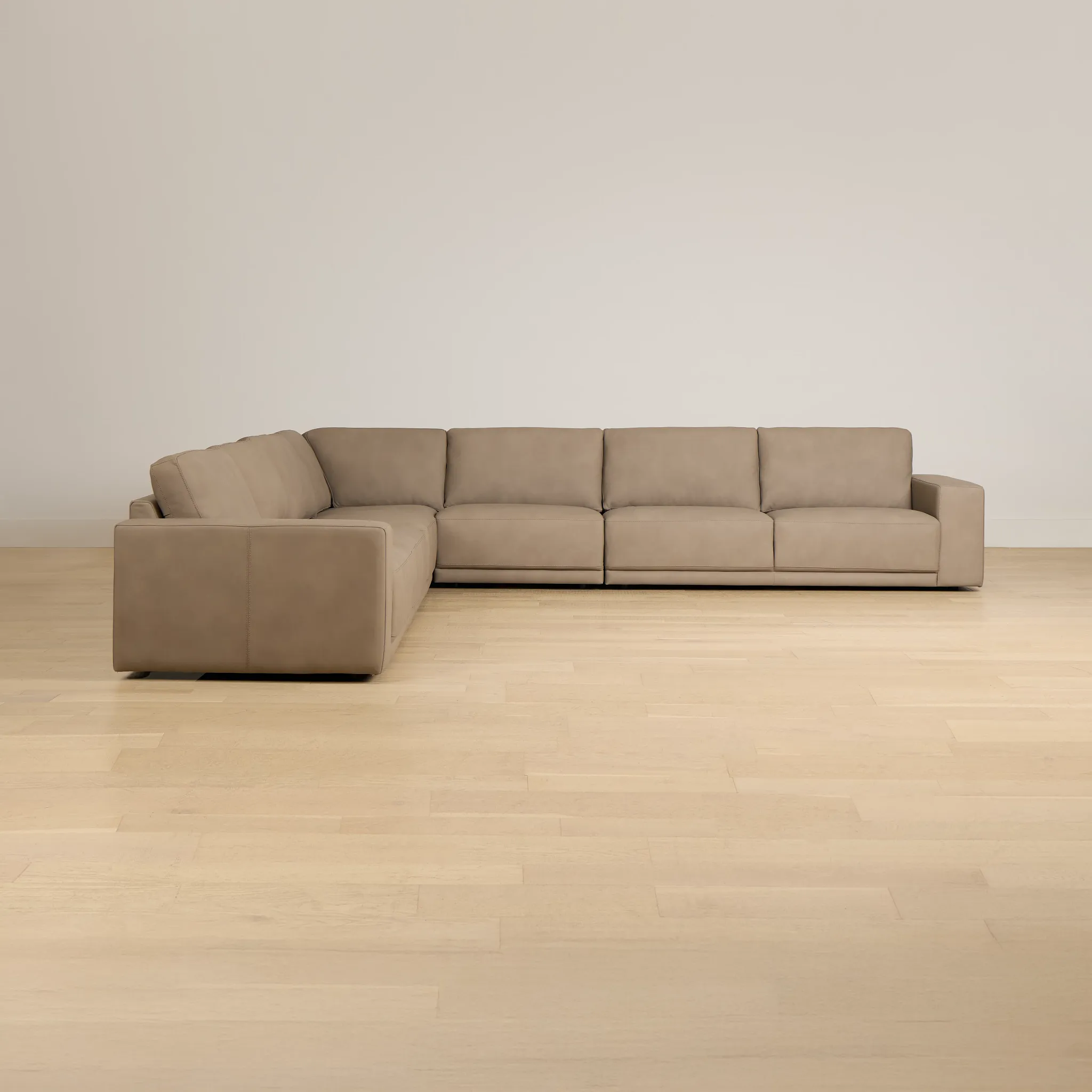 Kellan Taupe Leather Large Two-arm Sectional