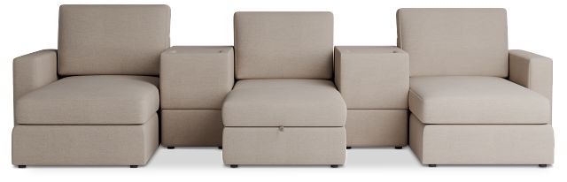 Citymod Beige Fabric 6-piece Home Theater With Media Consoles