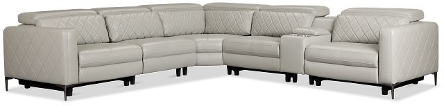 Ava Light Gray Micro Medium Triple Power 2-arm Sectional