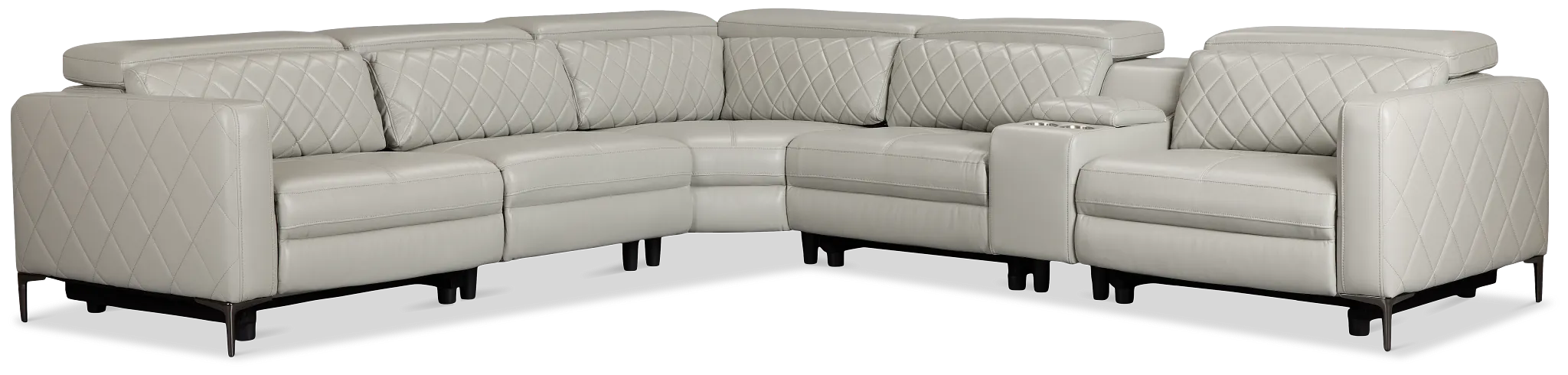 Ava Light Gray Micro Medium Triple Power 2-arm Sectional