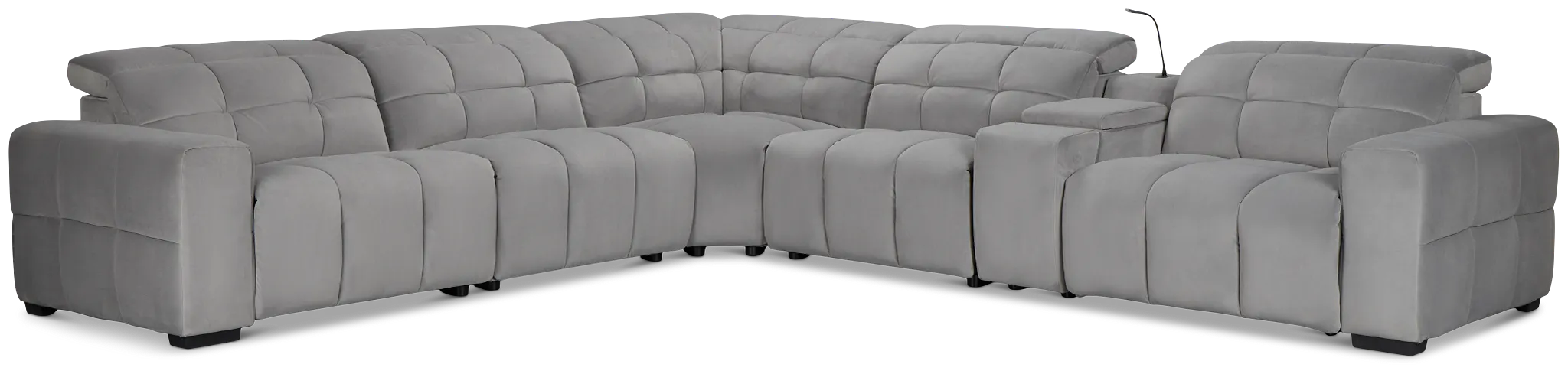 Gemma Light Gray Velvet Medium Triple Power Right Chaise Sectional