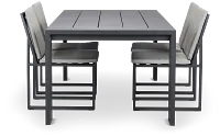 Linear Dark Gray 87" Aluminum Table & 4 Cushioned Side Chairs