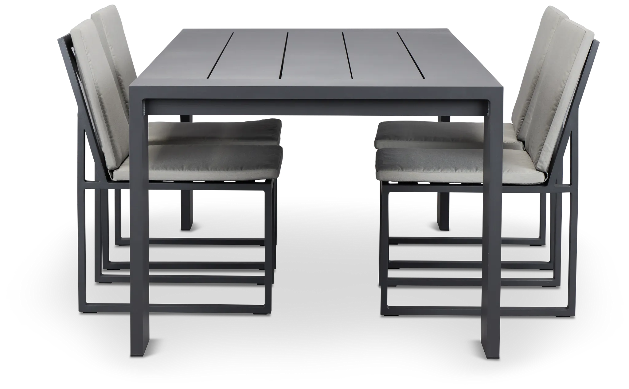Linear Dark Gray 87" Aluminum Table & 4 Cushioned Side Chairs
