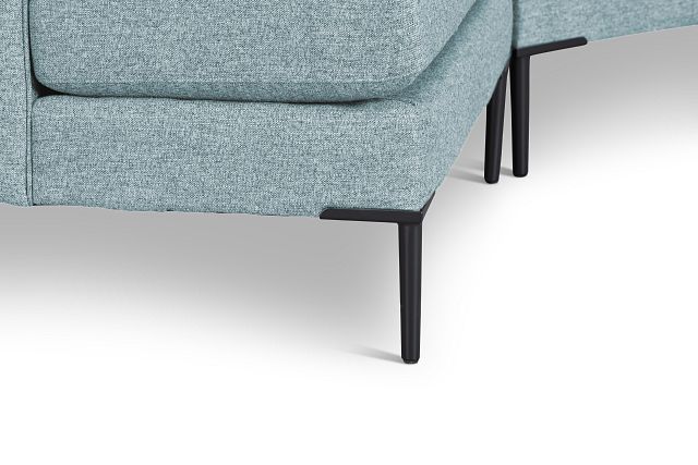 Morgan Teal Fabric Left-arm Cuddler Sectional With Metal Legs