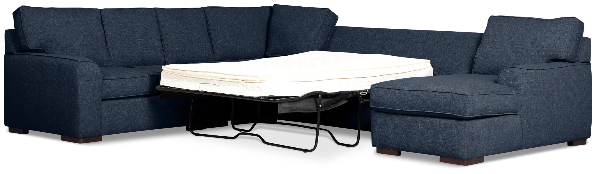 Sinclair Dark Blue Fabric Right Chaise Innerspring Sleeper Sectional Sinclair Dark Blue Fabric Right Chaise Innerspring Sleeper Sectional