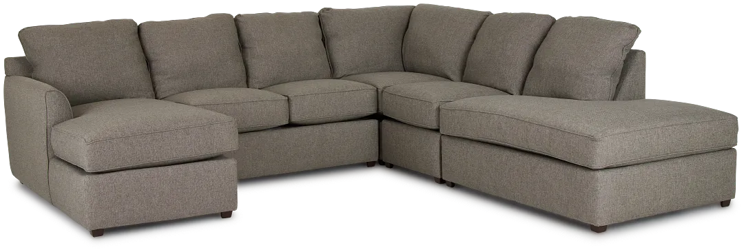 Asheville Brown Fabric Large Right Bumper Sectional