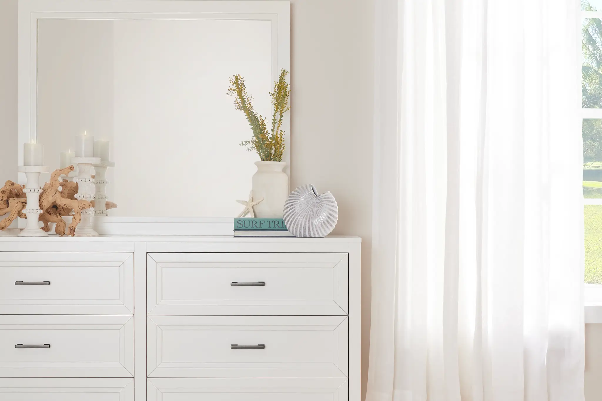 Nantucket White Dresser & Mirror Nantucket White Dresser & Mirror