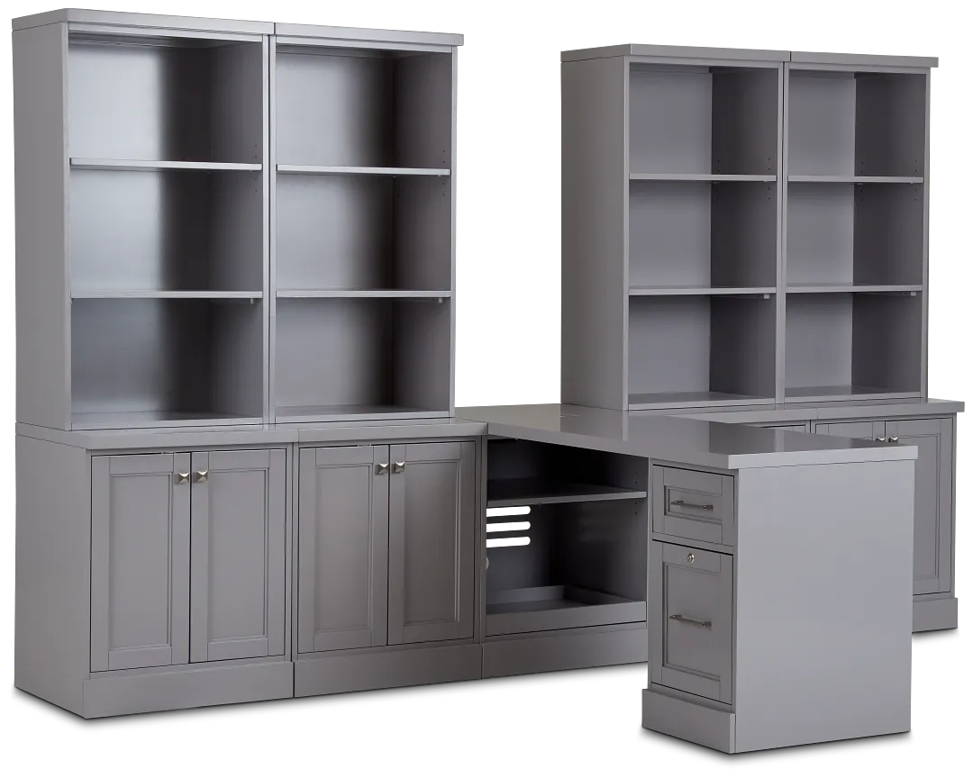 Newport Gray Large Peninsula Door Wall Desk