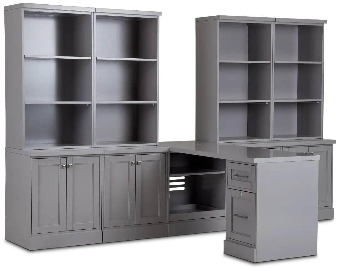 Newport Gray Large Peninsula Door Wall Desk Newport Gray Large Peninsula Door Wall Desk