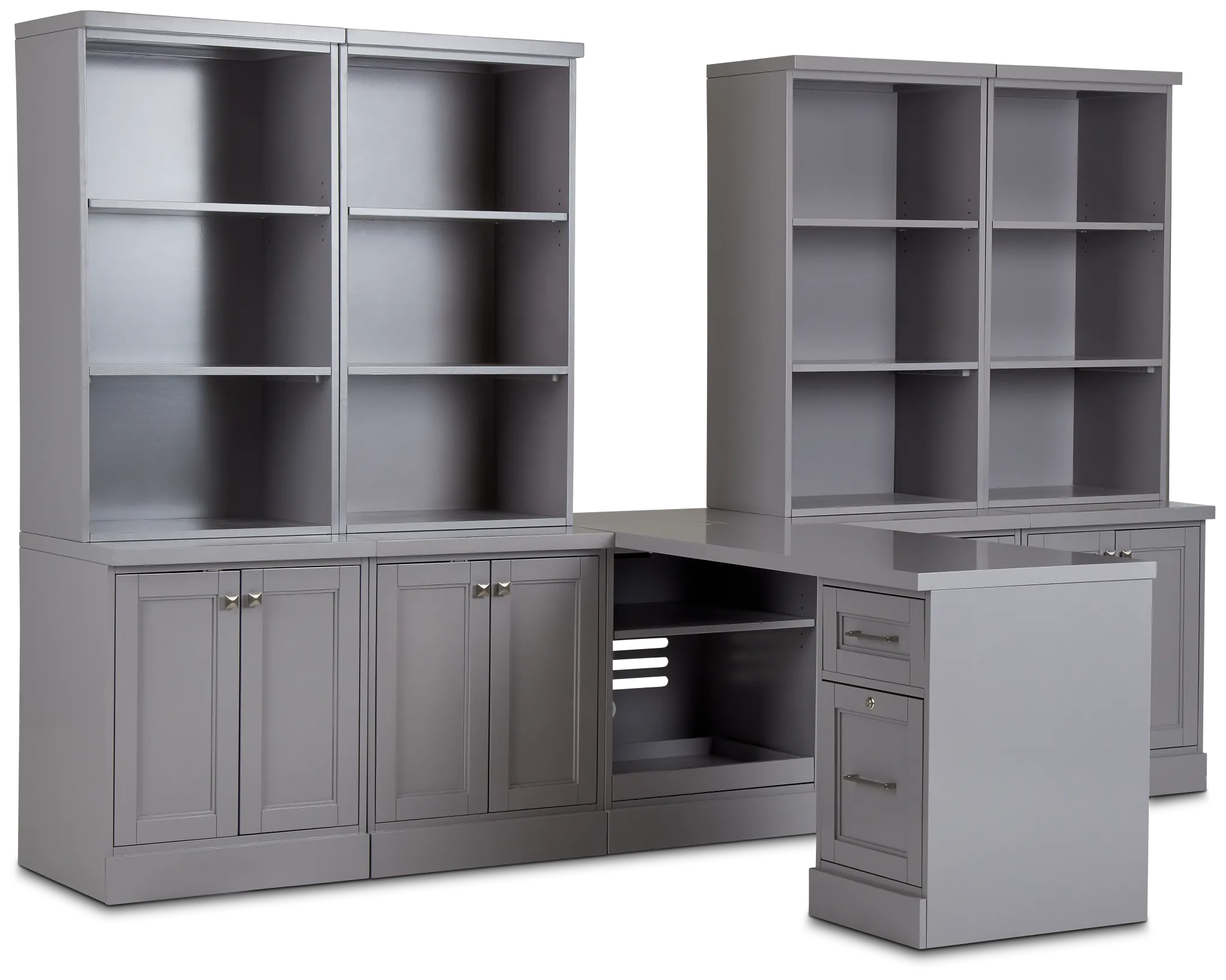 Newport Gray Large Peninsula Door Wall Desk