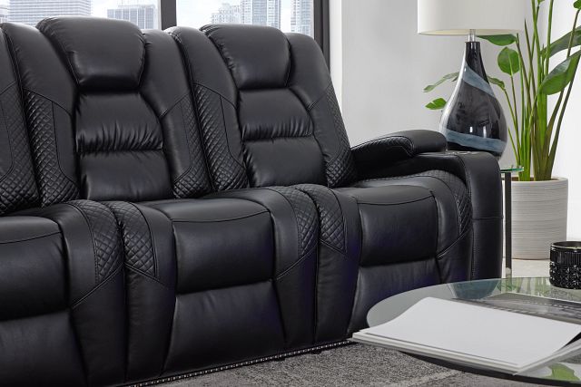 Troy Black Micro Power Reclining Sofa