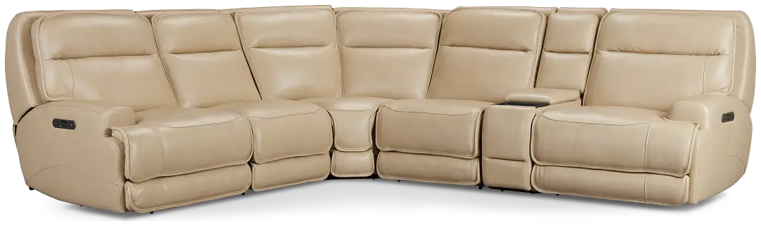 Casey Light Beige Lthr/vinyl Medium Triple Power 2-arm Sectional Casey Light Beige Lthr/vinyl Medium Triple Power 2-arm Sectional