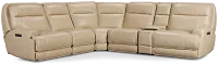 Casey Light Beige Lthr/vinyl Medium Triple Power 2-arm Sectional