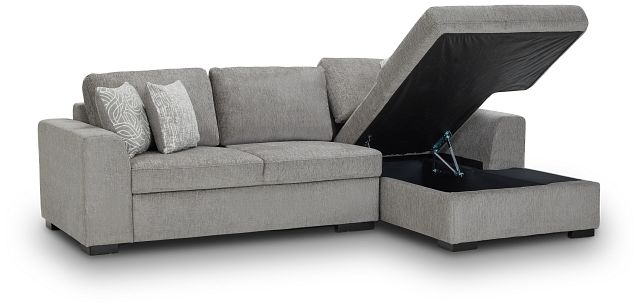 Blakely Gray Fabric Right Chaise Storage Sectional