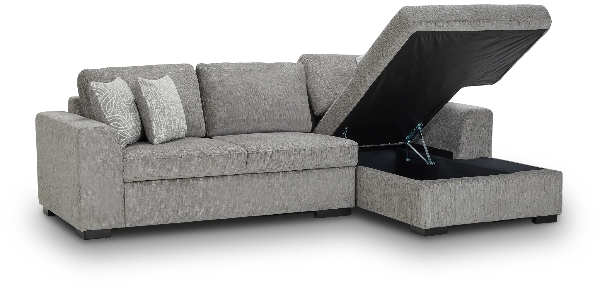 Blakely Gray Fabric Right Chaise Storage Sectional