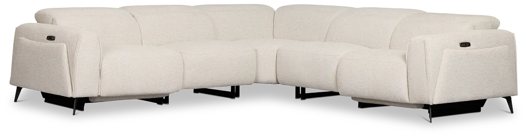 Reyna Light Beige Fabric Small Dual Power Reclining Two-arm Sectional
