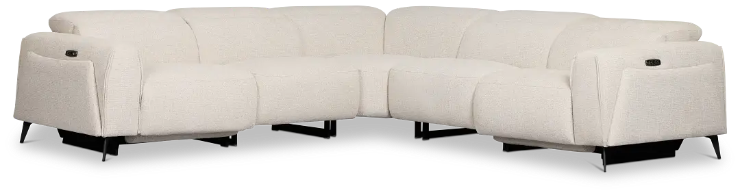 Reyna Light Beige Fabric Small Dual Power Reclining Two-arm Sectional Reyna Light Beige Fabric Small Dual Power Reclining Two-arm Sectional