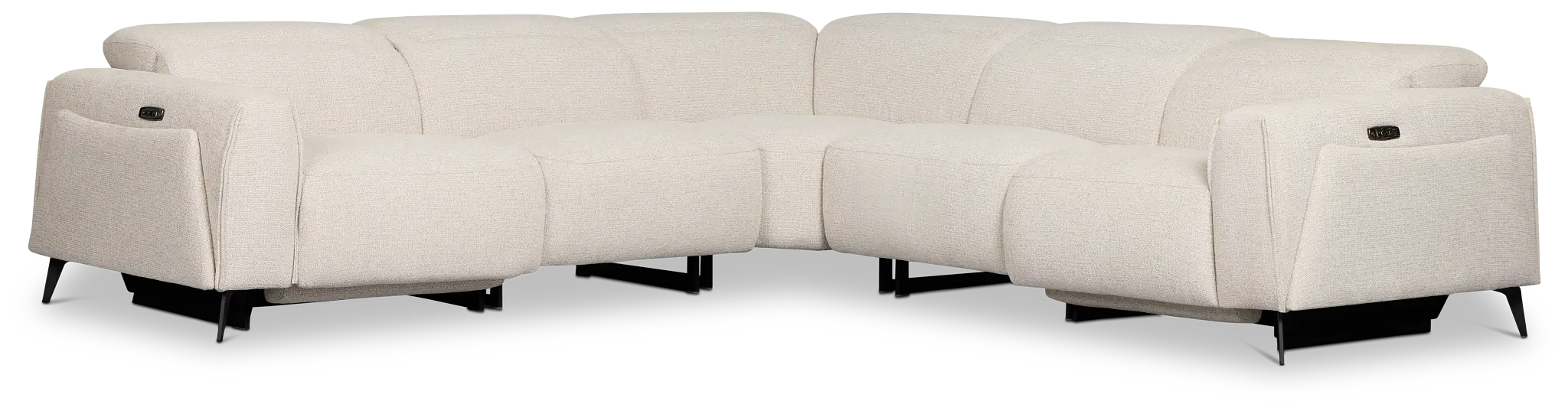 Reyna Light Beige Fabric Small Dual Power Reclining Two-arm Sectional Reyna Light Beige Fabric Small Dual Power Reclining Two-arm Sectional