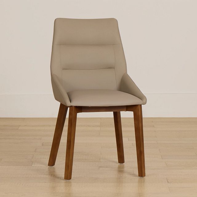 Fresno Taupe Upholstered Side Chair With Mid Tone Legs