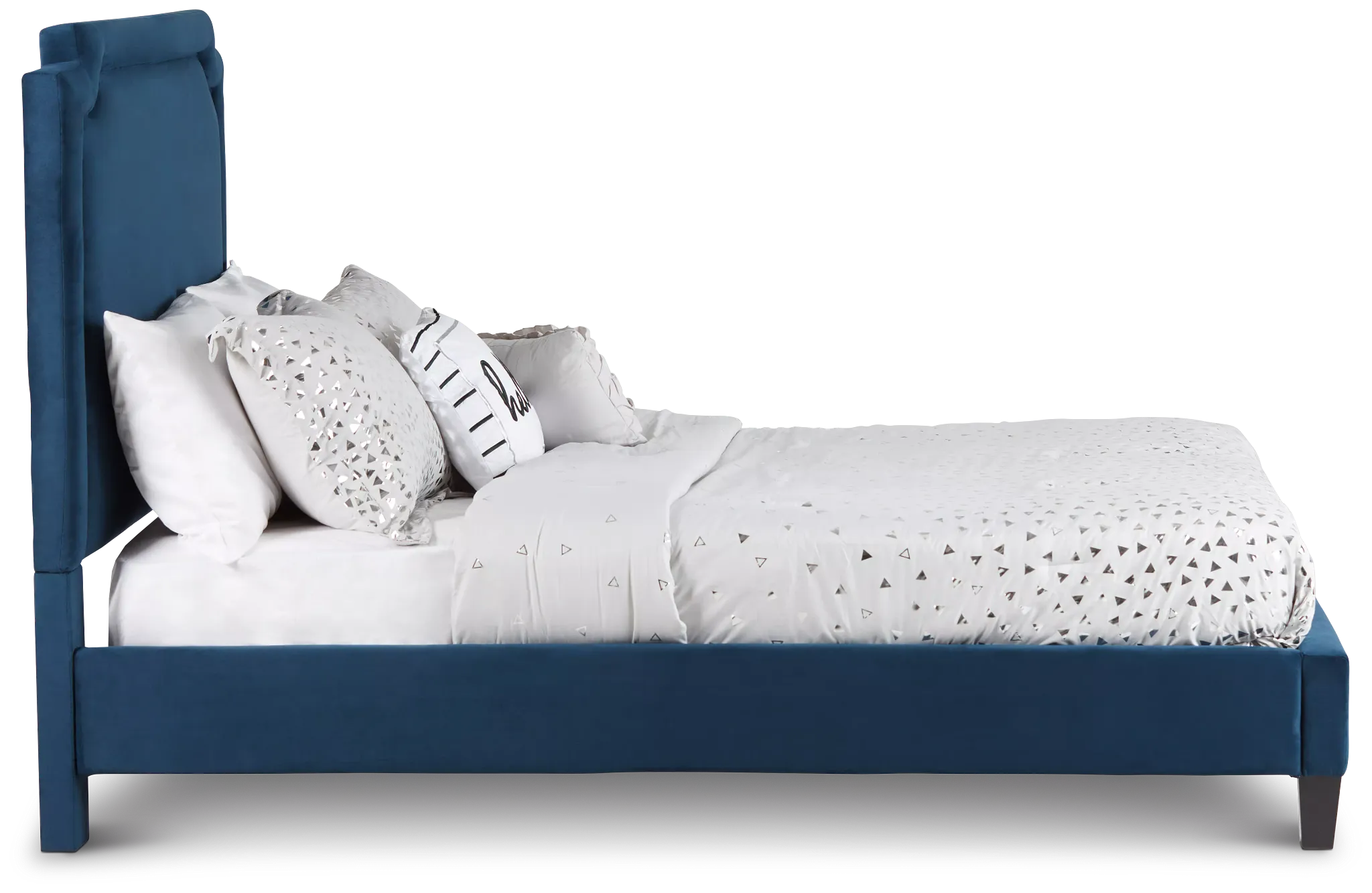 Whitney Dark Blue Uph Platform Bed