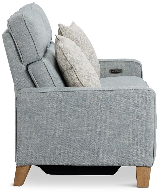 Bayside Light Blue Fabric Power Reclining Loveseat