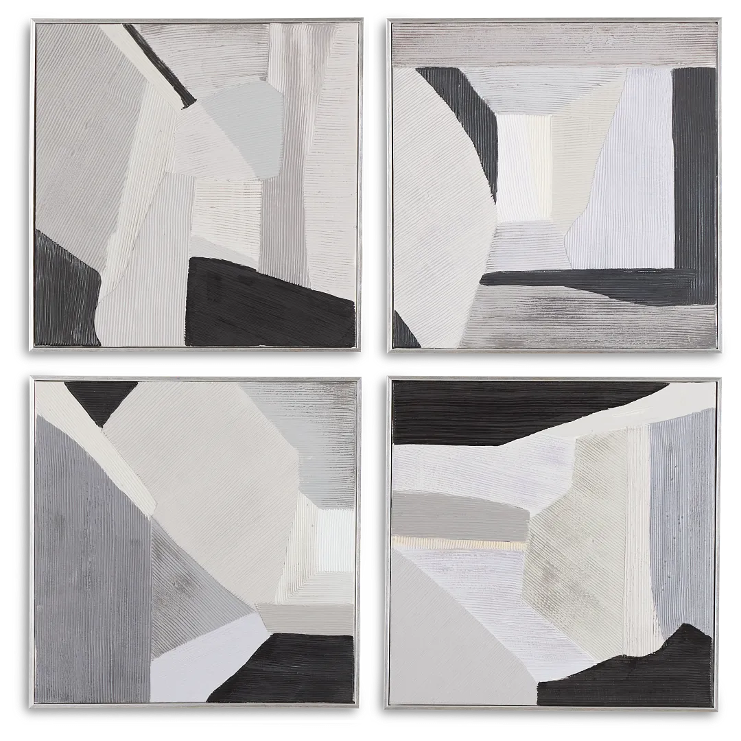 Trestina Black Set Of 4 Canvas Wall Art