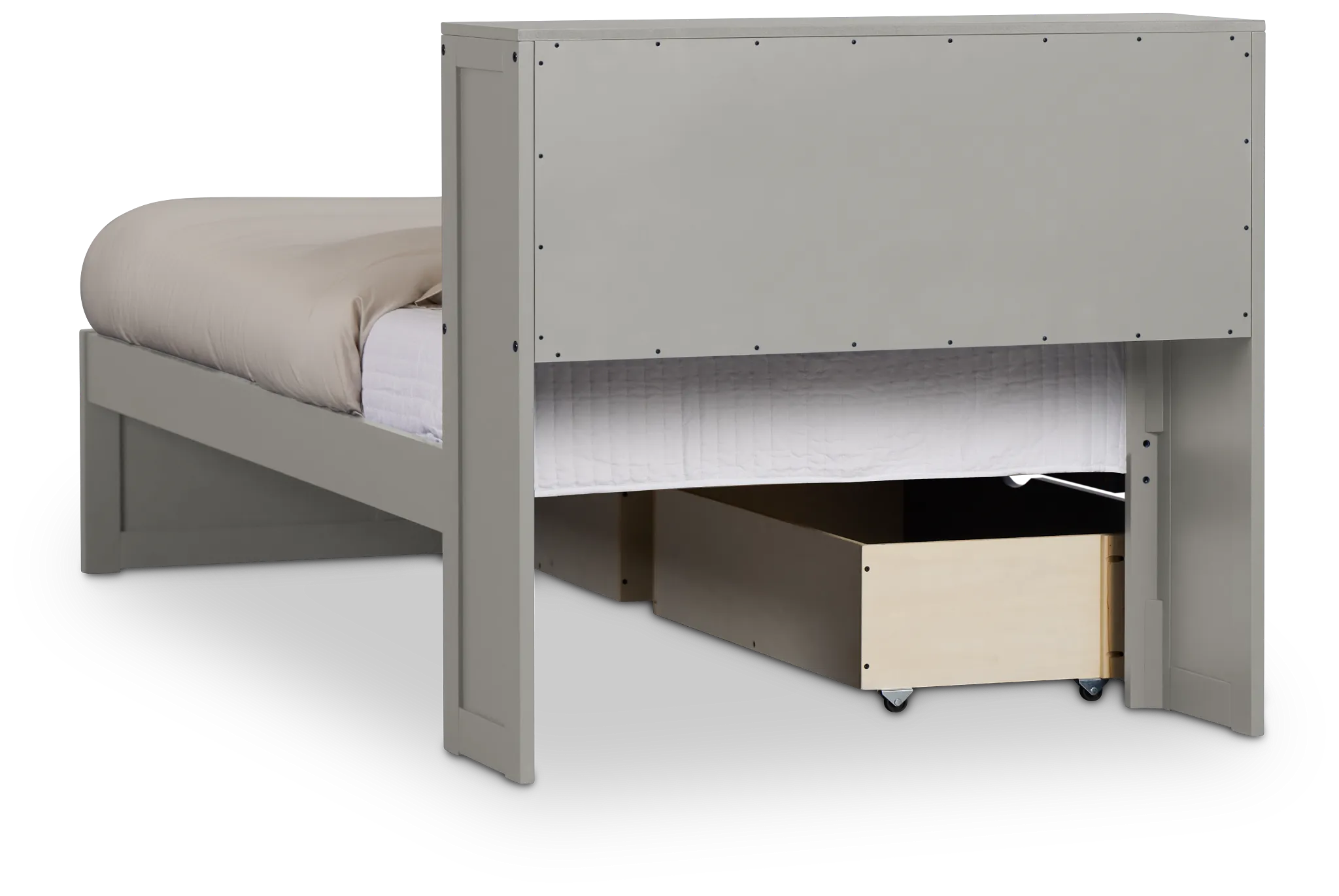 Charleston Gray Bookcase Bed With 2 Storage Drawers