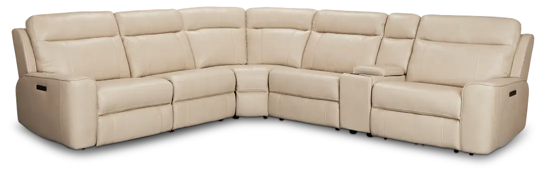 Benji Light Beige Lthr/vinyl Medium Dual Power 2-arm Reclining Sectional Benji Light Beige Lthr/vinyl Medium Dual Power 2-arm Reclining Sectional