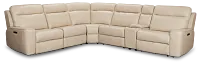 Benji Light Beige Lthr/vinyl Medium Dual Power 2-arm Reclining Sectional
