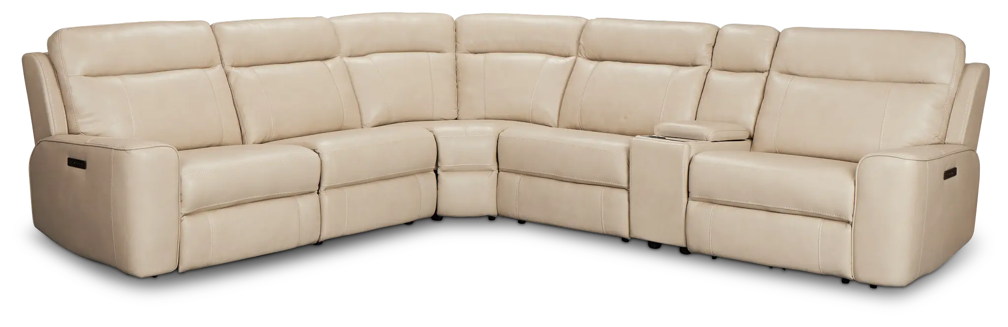 Benji Light Beige Lthr/vinyl Medium Dual Power 2-arm Reclining Sectional Benji Light Beige Lthr/vinyl Medium Dual Power 2-arm Reclining Sectional