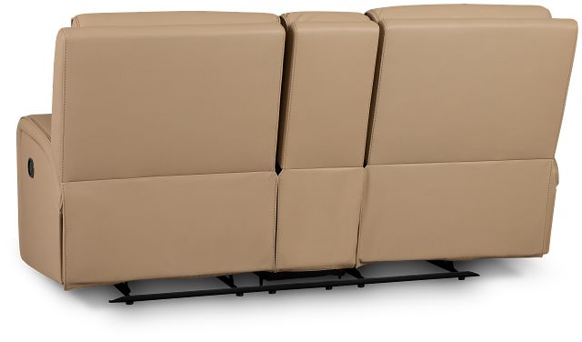 Rhett Taupe Micro Reclining Console Loveseat