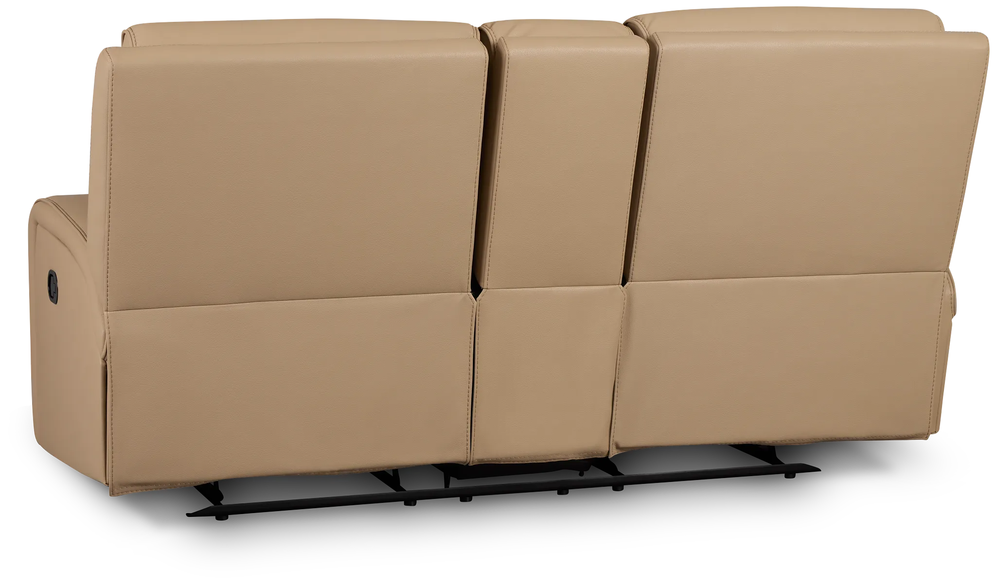 Rhett Taupe Micro Reclining Console Loveseat