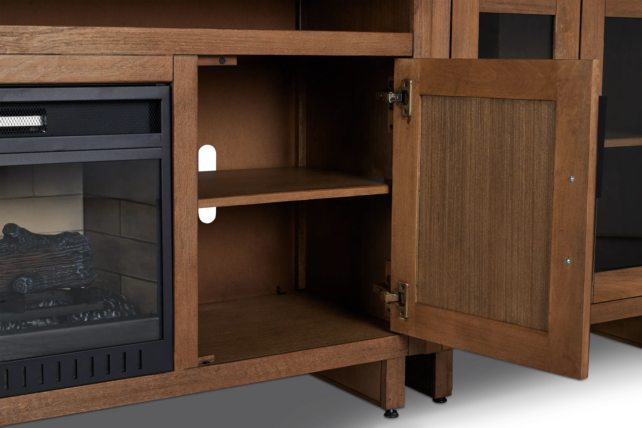 Richmond Light Tone 64" Door Pier Entertainment Wall With Fireplace