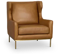 Cassian Brown Leather Accent Chair