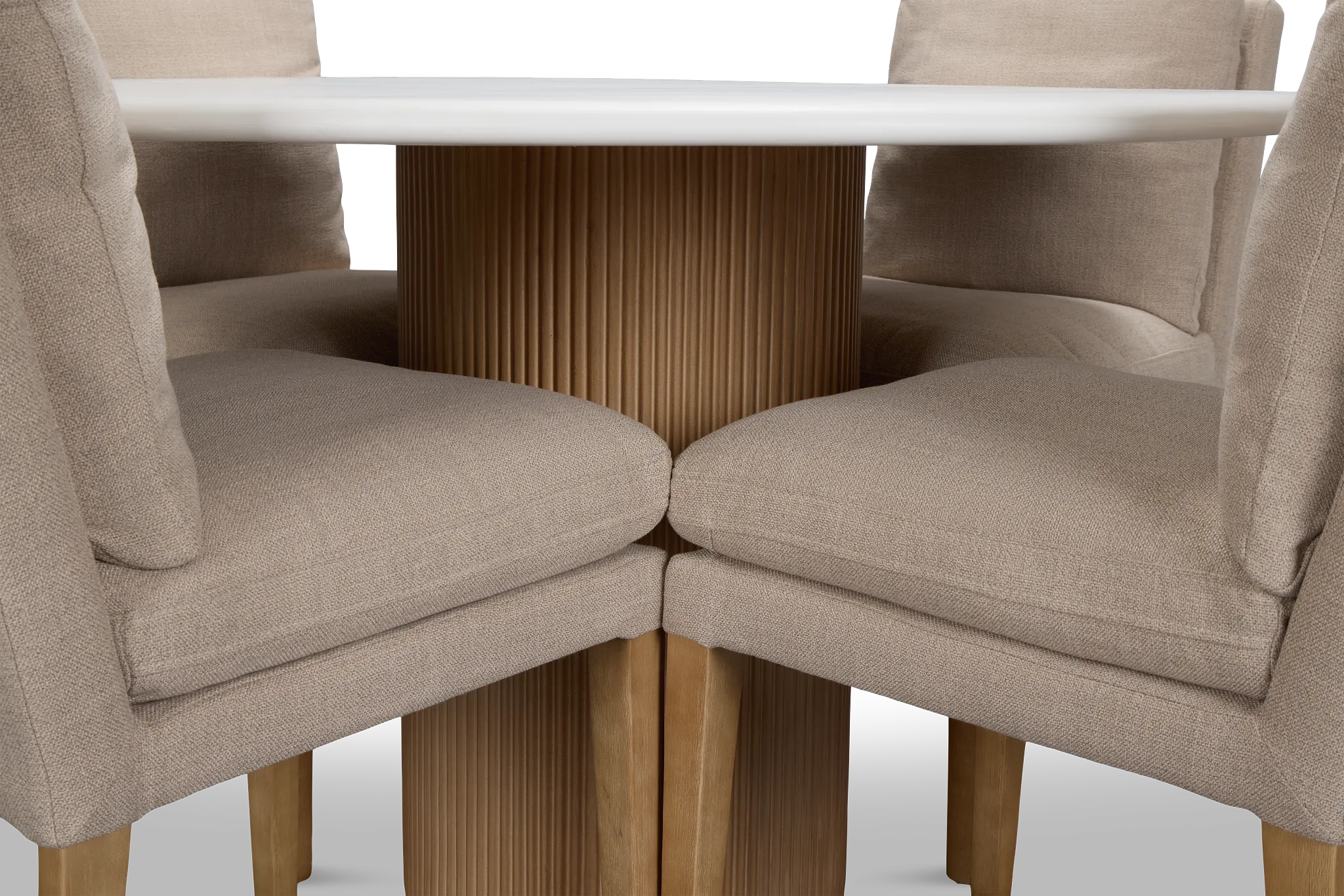 Bryant White Round Table & 4 Upholstered Chairs