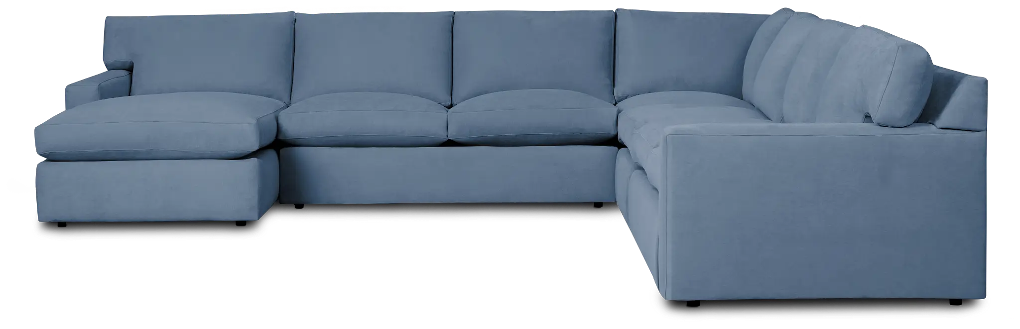 Hudson Blue Fabric Large Left Chaise Sectional Hudson Blue Fabric Large Left Chaise Sectional