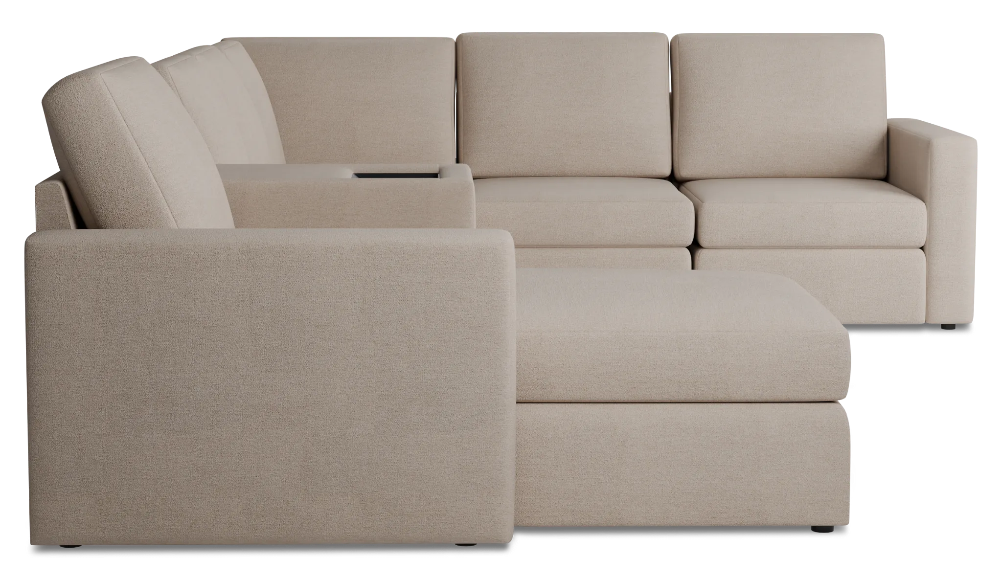 Citymod Beige Fabric Large Left Chaise Sectional With Media Console