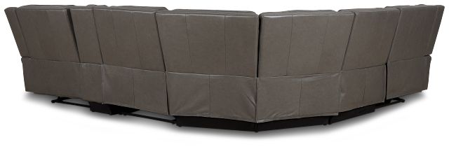 Jasper Gray Leather Medium Triple Power 2-arm Sectional