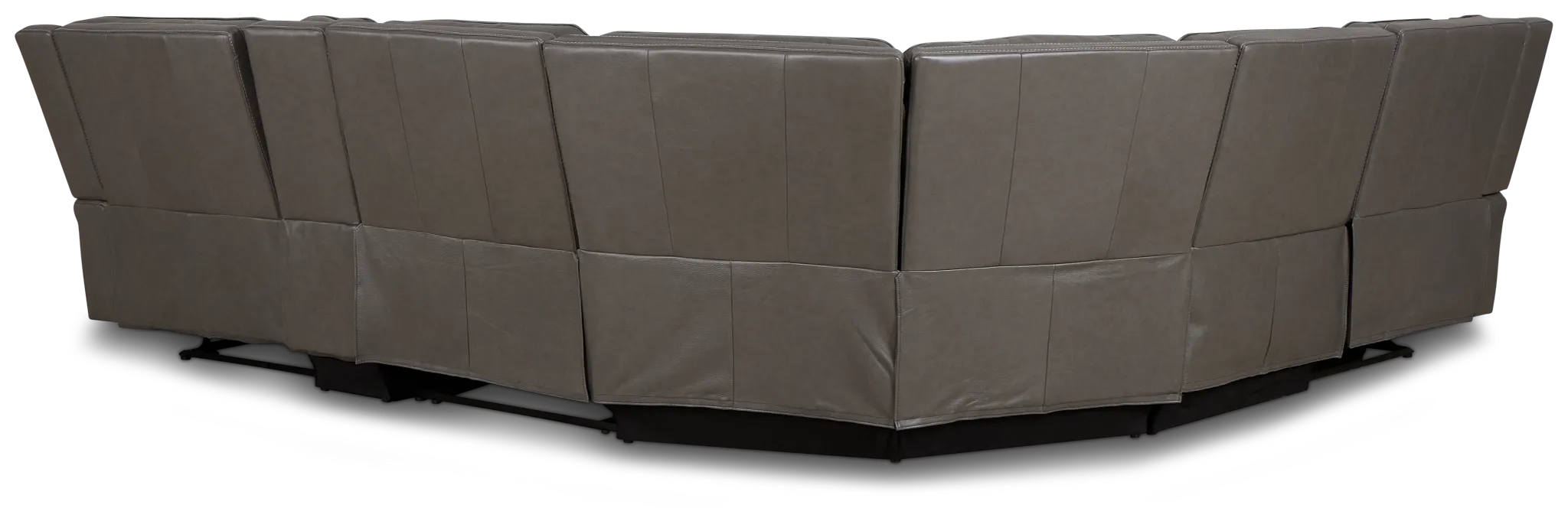 Jasper Gray Leather Medium Triple Power 2-arm Sectional
