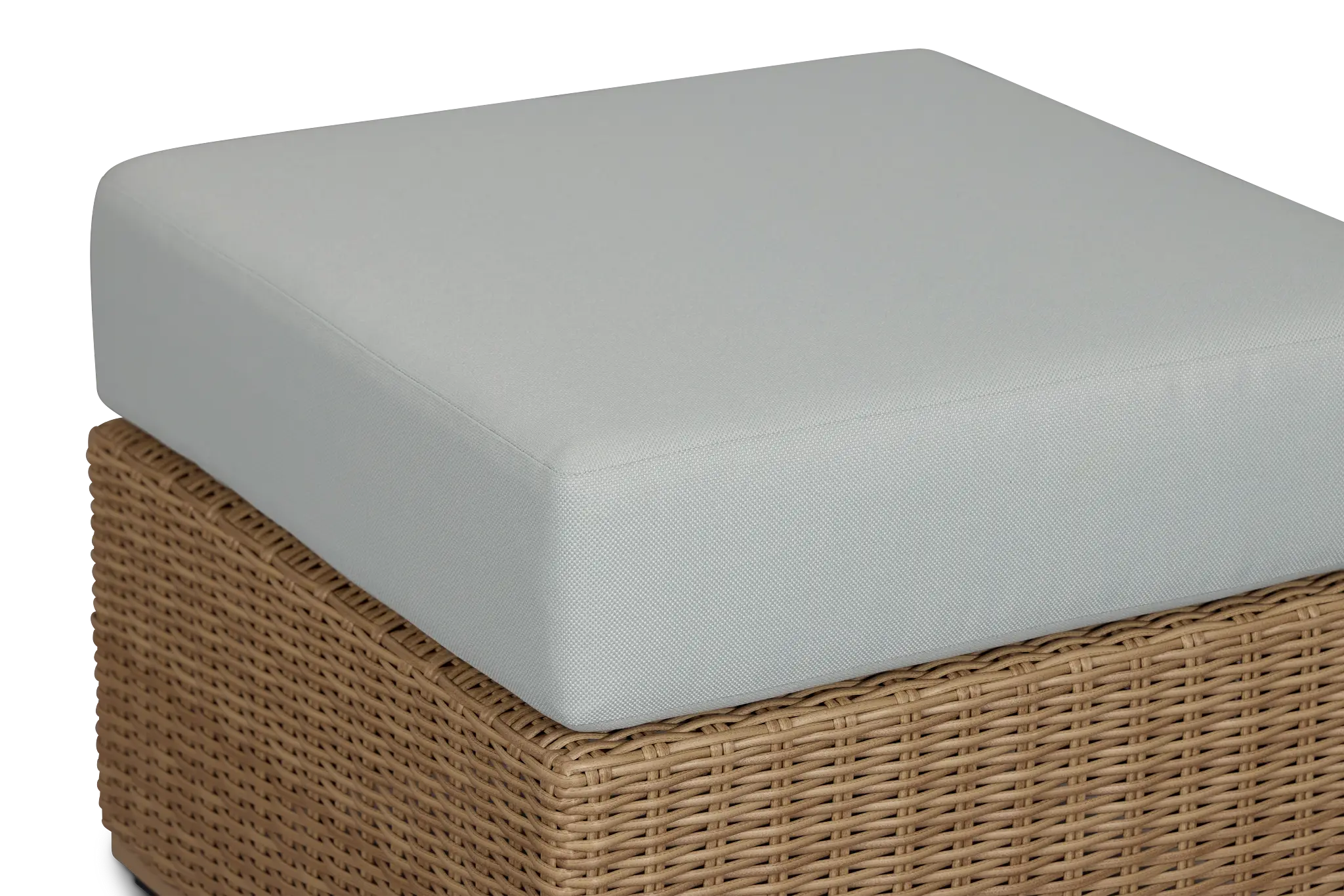 Montecito Light Tone Small Ottoman With Light Blue Cushions Montecito Light Tone Small Ottoman With Light Blue Cushions