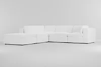 Destin Suave White Fabric 5pc Bumper Sectional