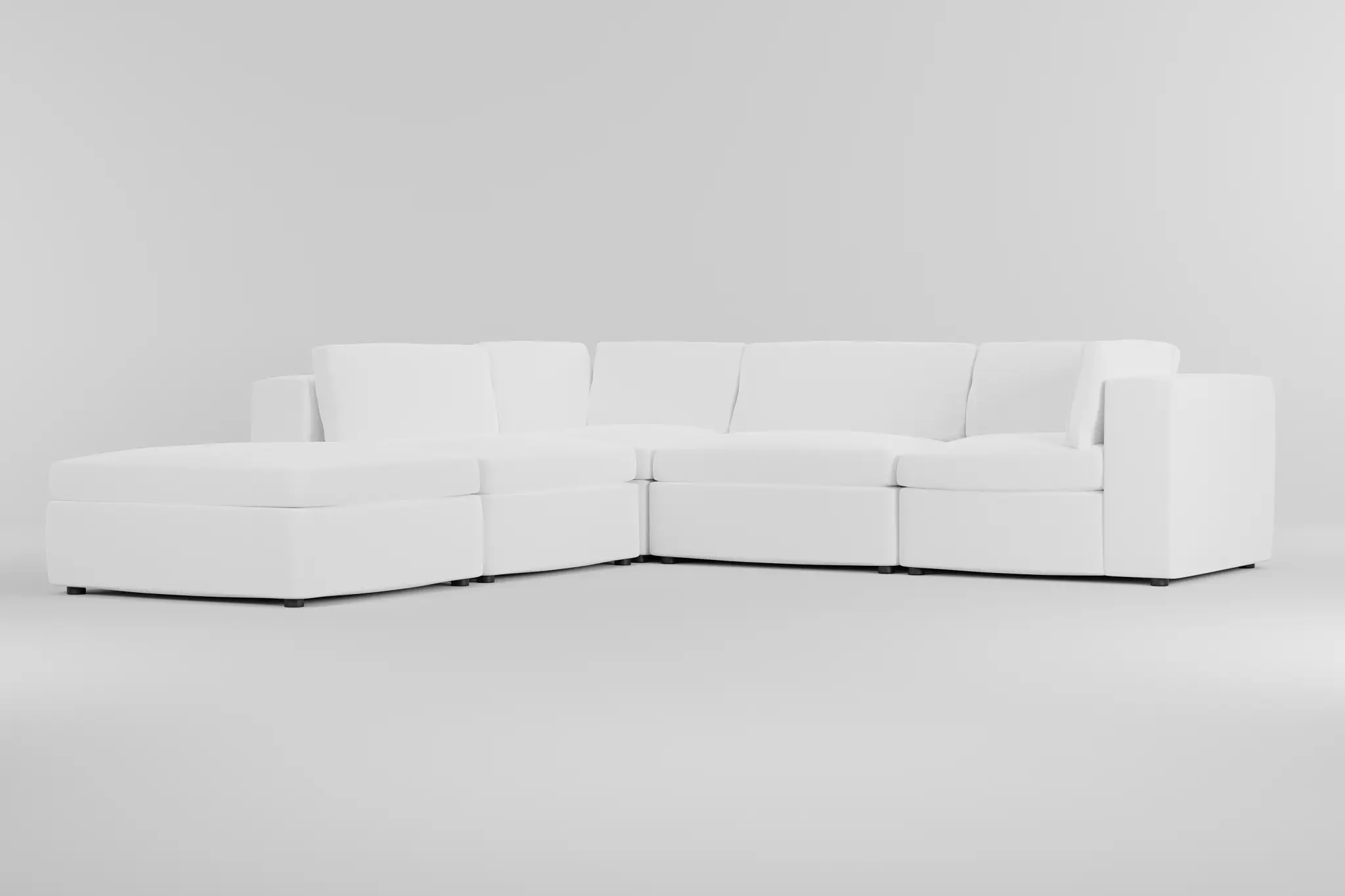 Destin Suave White Fabric 5pc Bumper Sectional Destin Suave White Fabric 5pc Bumper Sectional